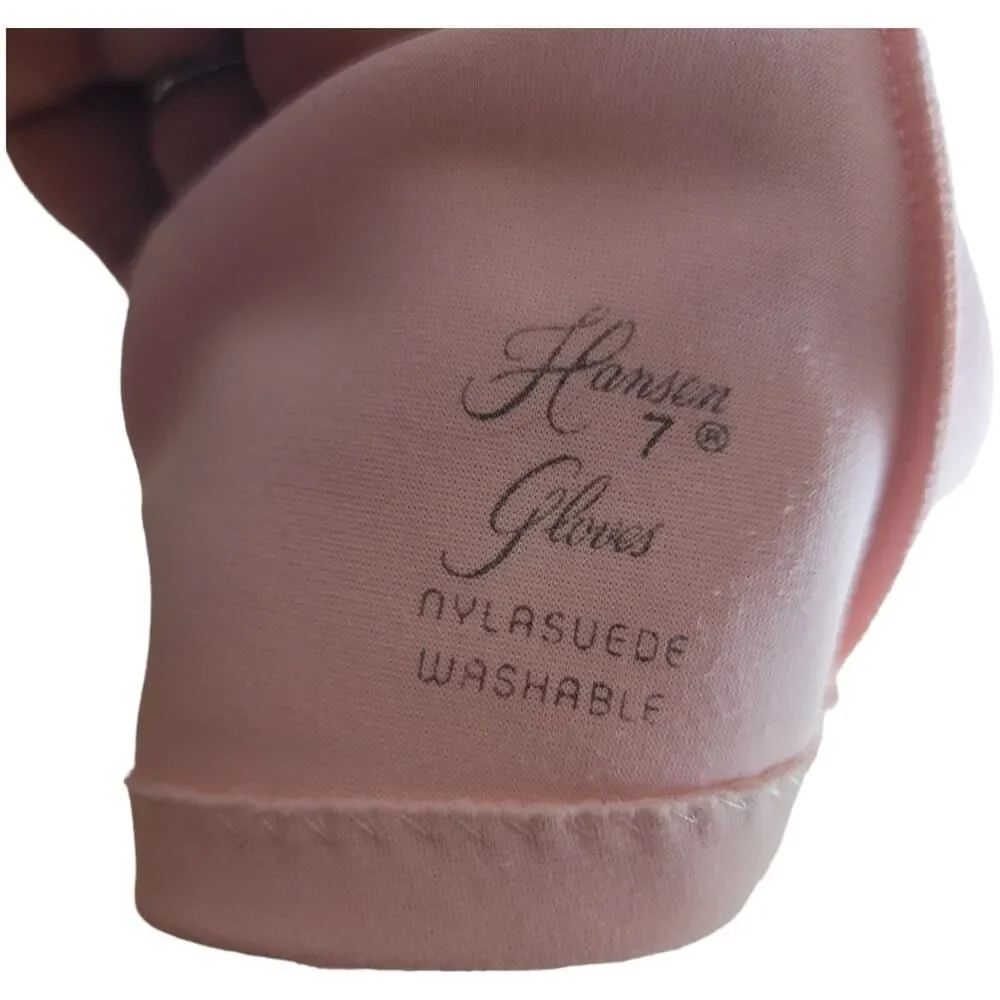 Vintage Hansen Nylasuede Light Pink Women's Gloves Size 7‎